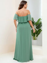 Load image into Gallery viewer, Color=Green Bean | womens-a-line-off-shoulder-ruffle-thigh-split-bridesmaid-dresses-es00969-2-Green Bean 67