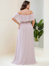 Load image into Gallery viewer, Color=Lilac | womens-a-line-off-shoulder-ruffle-thigh-split-bridesmaid-dresses-es00969-2-Lilac 77