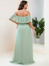 Load image into Gallery viewer, Color=Mint Green | womens-a-line-off-shoulder-ruffle-thigh-split-bridesmaid-dresses-es00969-2-Mint Green 87