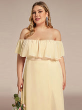Load image into Gallery viewer, Color=Yellow | womens-a-line-off-shoulder-ruffle-thigh-split-bridesmaid-dresses-es00969-2-Yellow 125
