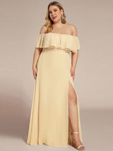 Load image into Gallery viewer, Color=Yellow | womens-a-line-off-shoulder-ruffle-thigh-split-bridesmaid-dresses-es00969-2-Yellow 121