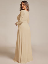 Load image into Gallery viewer, Plus Size Round Neck Wholesale Bridesmaid Dresses with Long Lantern Sleeves