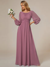 Load image into Gallery viewer, Color=Orchid | Round Neck Wholesale Bridesmaid Dresses with Long Lantern Sleeves-Orchid 2