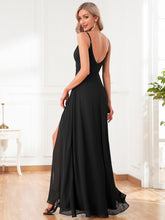 Load image into Gallery viewer, Color=Black | Elegant Spaghetti Straps Wholesale Chiffon Bridesmaid Dresses-Black 28