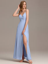 Load image into Gallery viewer, Color=Ice Blue | Elegant Spaghetti Straps Wholesale Chiffon Bridesmaid Dresses-Ice Blue 35