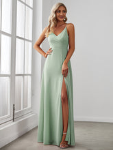 Load image into Gallery viewer, Color=Mint Green | Elegant Spaghetti Straps Wholesale Chiffon Bridesmaid Dresses-Mint Green 22