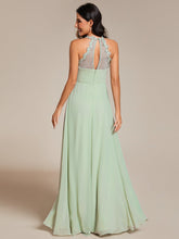 Load image into Gallery viewer, Color=Mint Green | Chiffon Halter Neck Backless Cross Strap Bridesmaid Dress-Mint Green 2