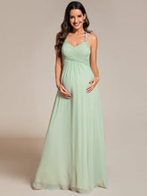 Load image into Gallery viewer, Color=Mint Green | Chiffon Halter Neck Backless Cross Strap Bridesmaid Dress-Mint Green 7