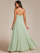 Load image into Gallery viewer, Color=Mint Green | Spaghetti Straps Draped Collar Floor Length Bridesmaid Dress -Mint Green 12