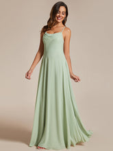 Load image into Gallery viewer, Color=Mint Green | Spaghetti Straps Draped Collar Floor Length Bridesmaid Dress -Mint Green 10