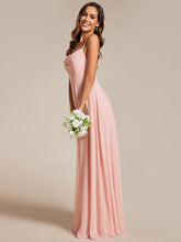 Load image into Gallery viewer, Color=Pink | Spaghetti Straps Draped Collar Floor Length Bridesmaid Dress -Pink 