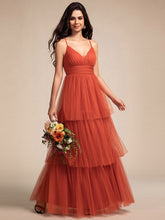 Load image into Gallery viewer, Romantic V Neck See-Through Cake pleated Bridesmaid Tulle Dresses