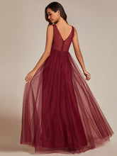 Load image into Gallery viewer, Color=Burgundy | Maxi Spaghetti Strap Sequin Hollow Wholesale Bridesmaid Dress-Burgundy 4