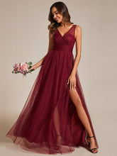 Load image into Gallery viewer, Color=Burgundy | Maxi Spaghetti Strap Sequin Hollow Wholesale Bridesmaid Dress-Burgundy 5