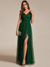 Load image into Gallery viewer, Color=Dark Green | Maxi Spaghetti Strap Sequin Hollow Wholesale Bridesmaid Dress-Dark Green 8