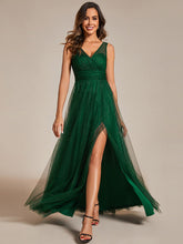 Load image into Gallery viewer, Color=Dark Green | Maxi Spaghetti Strap Sequin Hollow Wholesale Bridesmaid Dress-Dark Green 10
