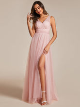 Load image into Gallery viewer, Color=Pink | Maxi Spaghetti Strap Sequin Hollow Wholesale Bridesmaid Dress-Pink 15