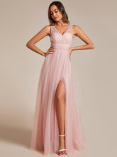 Load image into Gallery viewer, Color=Pink | Maxi Spaghetti Strap Sequin Hollow Wholesale Bridesmaid Dress-Pink 