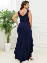 Load image into Gallery viewer, Color=Navy Blue | Fishtail Asymmetrical Hem Deep V Neck Wholesale Evening Dresses-Navy Blue 2
