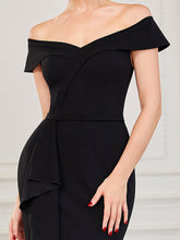 Load image into Gallery viewer, Color=Black | Off Shoulders A Line Floor Length Strapless Wholesale Evening Dresses-Black 6