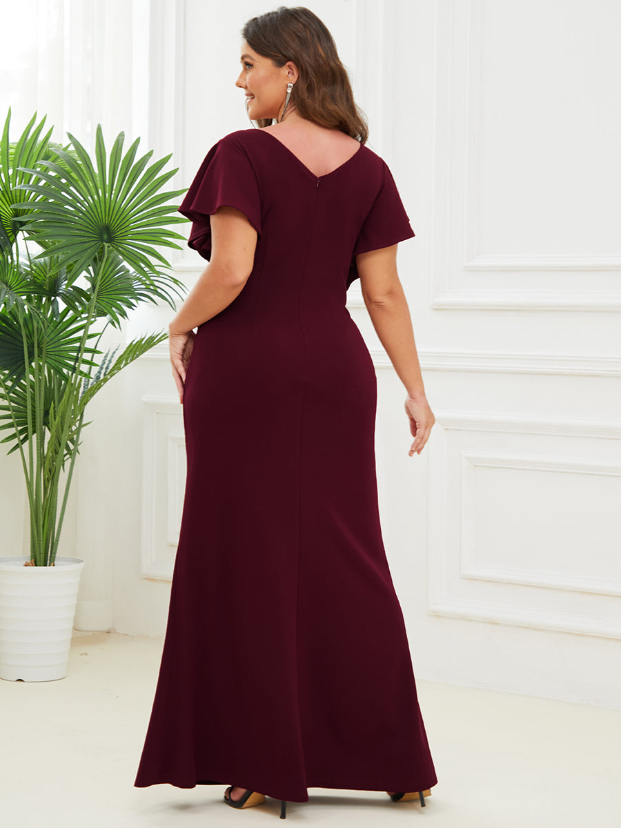 Elegant Plus Size V Neck Fishtail Evening Dress Wholesale