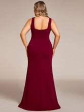 Load image into Gallery viewer, Color=Burgundy | Square Neck High Split Mermaid Wholesale Evening Dresses-Burgundy 2