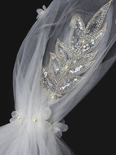 Load image into Gallery viewer, Color=White | Modern Floor Length Embroidered Sequined Tulle Wedding Dress-White 8