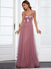 Load image into Gallery viewer, Color=Orchid | Wholesale High Waist Tulle & Sequin Sleeveless Evening Dress-Orchid 3