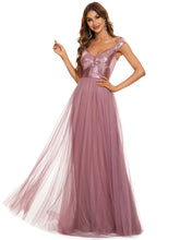 Load image into Gallery viewer, Color=Orchid | Wholesale High Waist Tulle & Sequin Sleeveless Evening Dress-Orchid 6