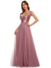 Load image into Gallery viewer, Color=Orchid | Wholesale High Waist Tulle & Sequin Sleeveless Evening Dress-Orchid 8