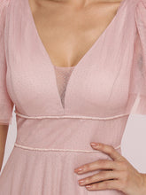 Load image into Gallery viewer, Color=Pink | Wholesale Long Deep V Neck Maxi A-Line Tulle Evening Dress-Pink 5