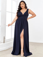 Load image into Gallery viewer, Color=Navy Blue | Sleeveless Wholesale Bridesmaid Dresses with Deep V Neck and A Line-Navy Blue 4
