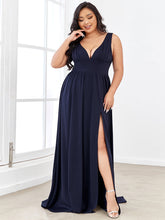 Load image into Gallery viewer, Color=Navy Blue | Sleeveless Wholesale Bridesmaid Dresses with Deep V Neck and A Line-Navy Blue 1