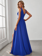 Load image into Gallery viewer, Color=Sapphire Blue | Sleeveless Wholesale Bridesmaid Dresses with Deep V Neck and A Line-Sapphire Blue 2