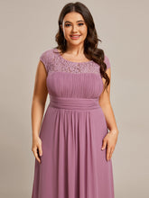 Load image into Gallery viewer, Color=Orchid | Cap Sleeve A Line Wholeslae Lace &amp; Chiffon Evening Dresses-Orchid 5