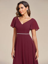 Load image into Gallery viewer, High Low Short Sleeve Chiffon Wholesale Evening Dresses#Color_Burgundy