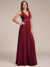 Load image into Gallery viewer, A-Line V Neck Appliques Ruched Wholesale Evening Dresses#Color_Burgundy