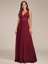 Load image into Gallery viewer, A-Line V Neck Appliques Ruched Wholesale Evening Dresses#Color_Burgundy