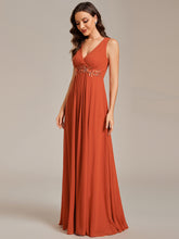 Load image into Gallery viewer, A-Line V Neck Appliques Ruched Wholesale Evening Dresses#Color_Burnt Orange