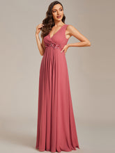 Load image into Gallery viewer, A-Line V Neck Appliques Ruched Wholesale Evening Dresses#Color_Cameo Brown