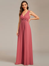 Load image into Gallery viewer, A-Line V Neck Appliques Ruched Wholesale Evening Dresses#Color_Cameo Brown