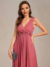 Load image into Gallery viewer, A-Line V Neck Appliques Ruched Wholesale Evening Dresses#Color_Cameo Brown
