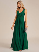 Load image into Gallery viewer, A-Line V Neck Appliques Ruched Wholesale Evening Dresses#Color_Dark Green