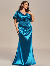 Load image into Gallery viewer, Color=Teal | Plus Fishtail Ruffles Wholesale Stain Evening Dresses-Teal 6