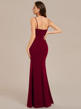 Load image into Gallery viewer, V Neck Side Split Fishtail Shiny Wholesale Evening Dresses#Color_Burgundy