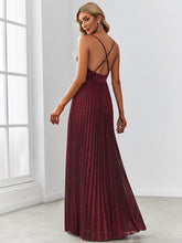 Load image into Gallery viewer, Color=Burgundy | Sleeveless Wholesale Evening Dresses with V Neck and Spaghetti Straps-Burgundy 2