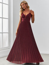 Load image into Gallery viewer, Color=Burgundy | Sleeveless Wholesale Evening Dresses with V Neck and Spaghetti Straps-Burgundy 3
