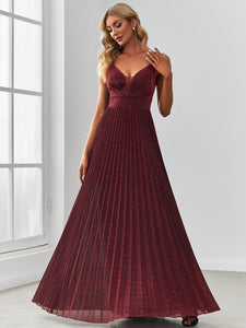 Color=Burgundy | Sleeveless Wholesale Evening Dresses with V Neck and Spaghetti Straps-Burgundy 3