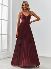 Load image into Gallery viewer, Color=Burgundy | Sleeveless Wholesale Evening Dresses with V Neck and Spaghetti Straps-Burgundy 4
