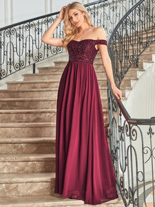 Color=Burgundy | Adorable Sweetheart Neckline A-line Wholesale Evening Dresses-Burgundy 3